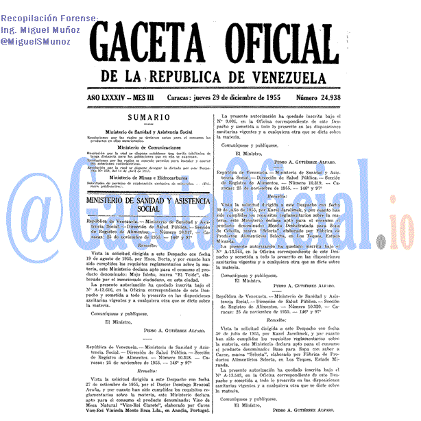 Gaceta Oficial 24938 del 29 Diciembre 1955