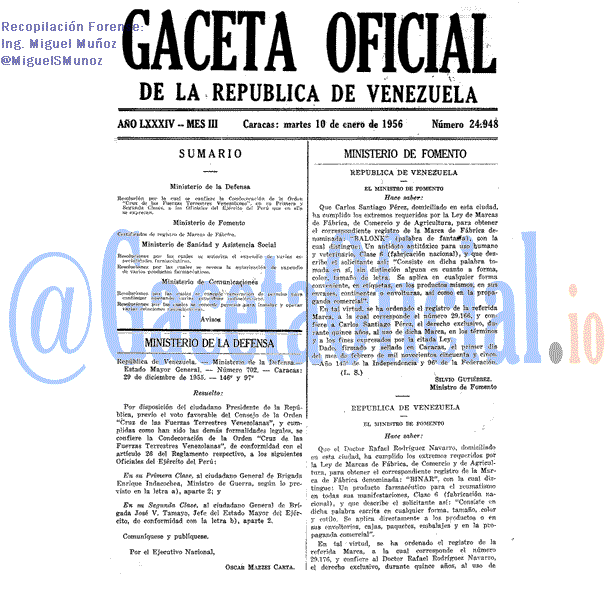Gaceta Oficial 24948 del 10 Enero 1956