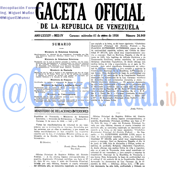 Gaceta Oficial 24949 del 11 Enero 1956
