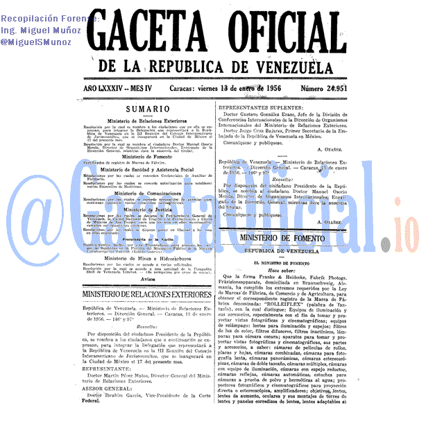 Gaceta Oficial 24951 del 13 Enero 1956