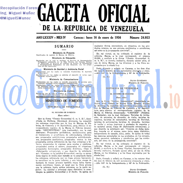 Gaceta Oficial 24953 del 16 Enero 1956