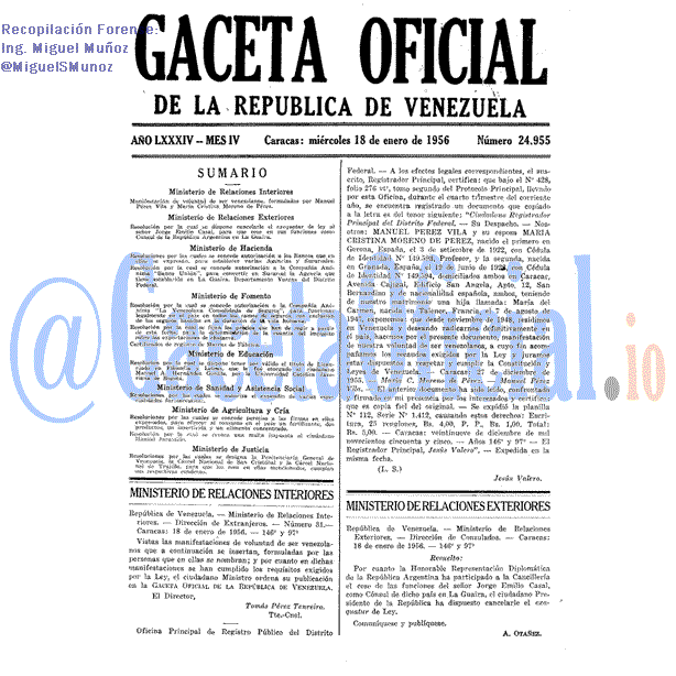 Gaceta Oficial 24955 del 18 Enero 1956