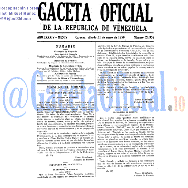 Gaceta Oficial 24958 del 21 Enero 1956