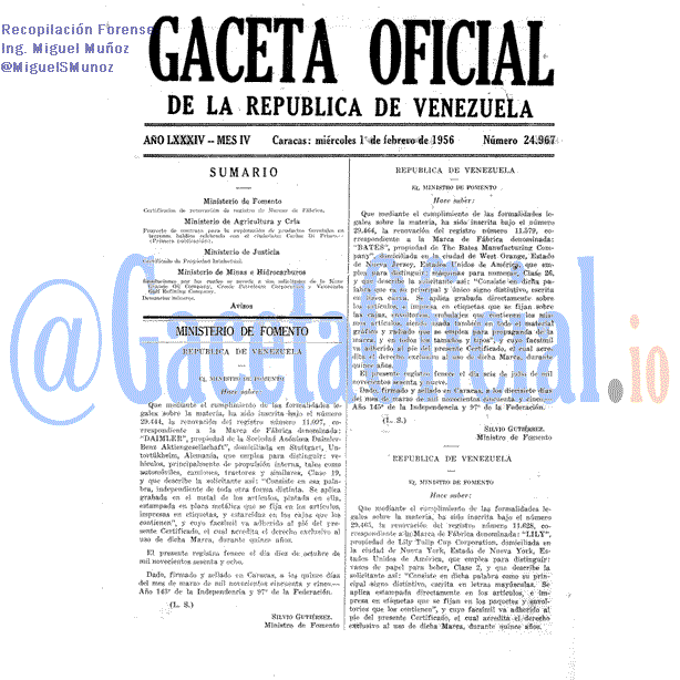 Gaceta Oficial 24967 del 1 Febrero 1956