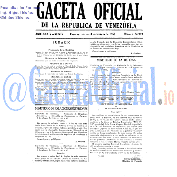 Gaceta Oficial 24969 del 3 Febrero 1956