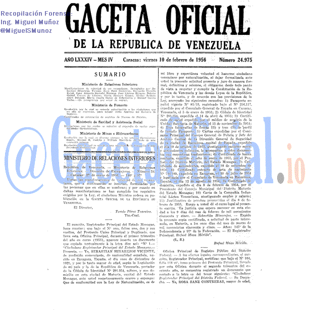 Gaceta Oficial 24975 del 10 Febrero 1956