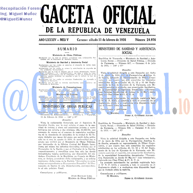 Gaceta Oficial 24976 del 11 Febrero 1956