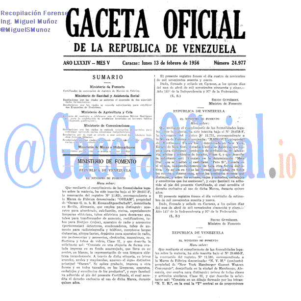 Gaceta Oficial 24977 del 13 Febrero 1956
