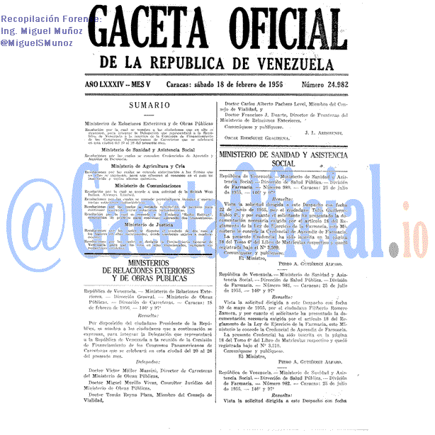 Gaceta Oficial 24982 del 18 Febrero 1956