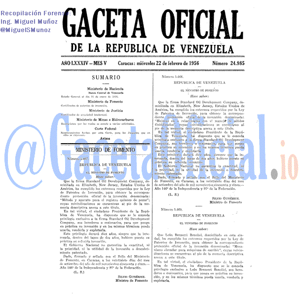 Gaceta Oficial 24985 del 22 Febrero 1956