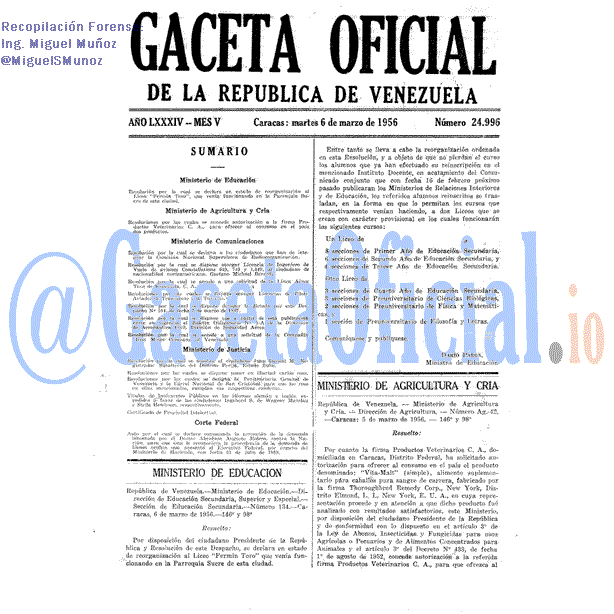 Gaceta Oficial 24996 del 6 Marzo 1956