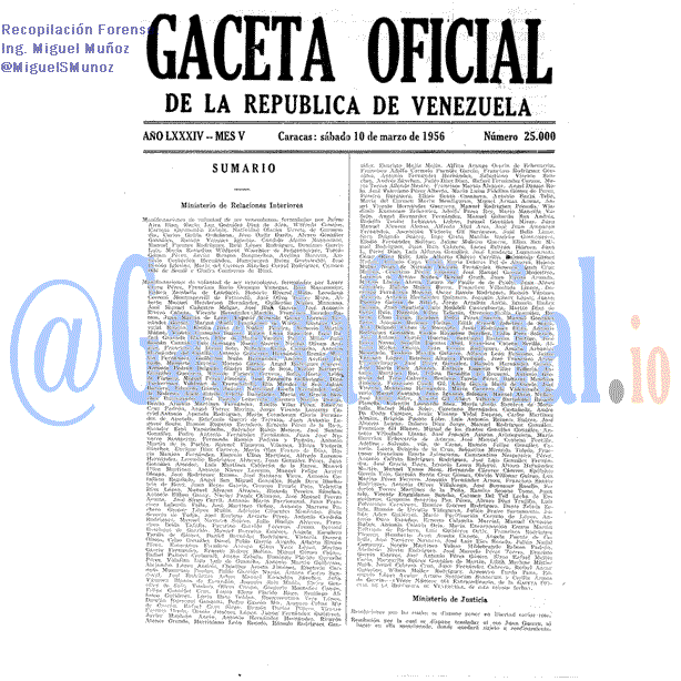 Gaceta Oficial 25000 del 10 Marzo 1956
