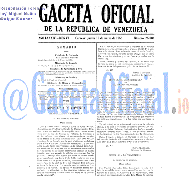 Gaceta Oficial 25004 del 15 Marzo 1956