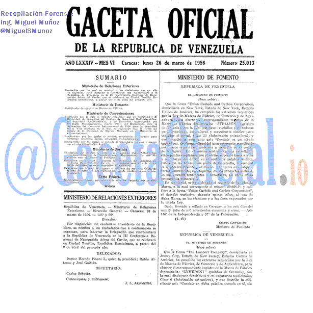 Gaceta Oficial 25013 del 26 Marzo 1956
