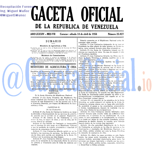 Gaceta Oficial 25027 del 14 Abril 1956