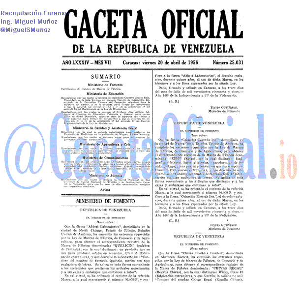 Gaceta Oficial 25031 del 20 Abril 1956