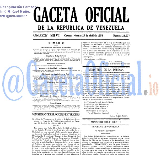 Gaceta Oficial 25037 del 27 Abril 1956