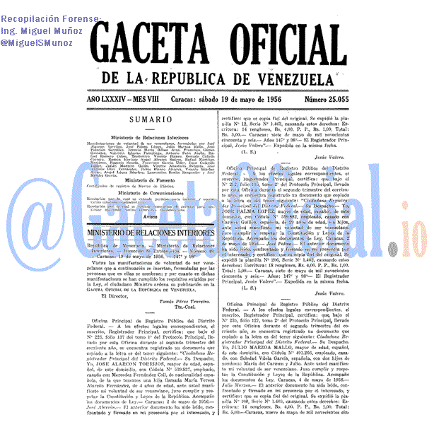 Gaceta Oficial 25055 del 19 Mayo 1956