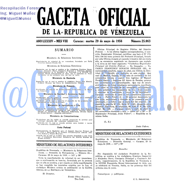 Gaceta Oficial 25063 del 29 Mayo 1956