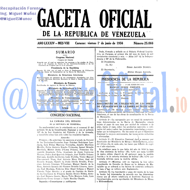 Gaceta Oficial 25066 del 1 Junio 1956