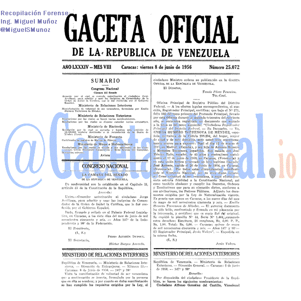 Gaceta Oficial 25072 del 8 Junio 1956