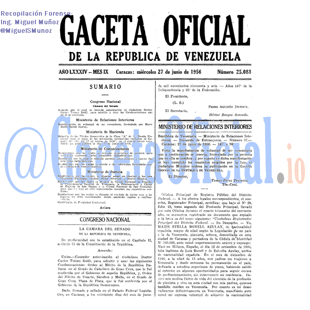 Gaceta Oficial 25088 del 27 Junio 1956