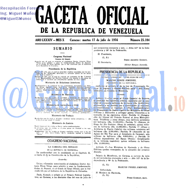 Gaceta Oficial 25104 del 17 Julio 1956