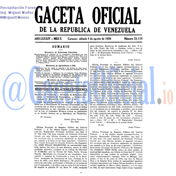 Gaceta Oficial 25119 del 4 Agosto 1956