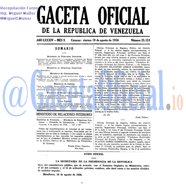 Gaceta Oficial 25124 del 10 Agosto 1956