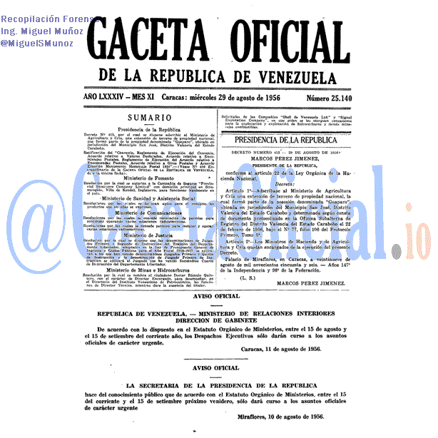 Gaceta Oficial 25140 del 29 Agosto 1956