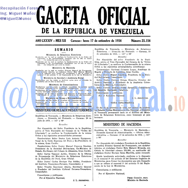 Gaceta Oficial 25156 del 17 Septiembre 1956