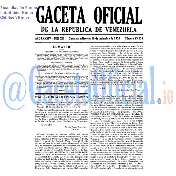 Gaceta Oficial 25158 del 19 Septiembre 1956