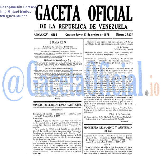 Gaceta Oficial 25177 del 11 Octubre 1956
