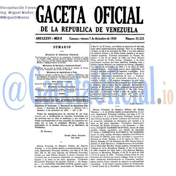 Gaceta Oficial 25225 del 7 Diciembre 1956