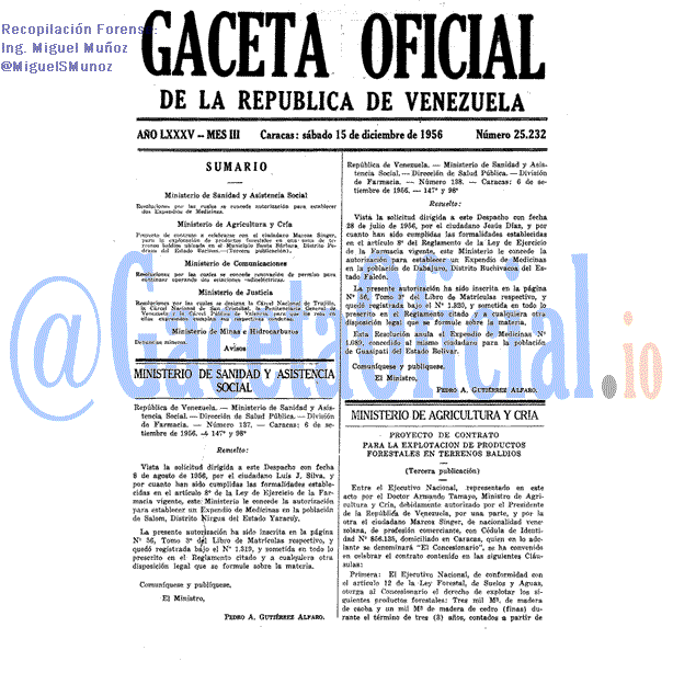 Gaceta Oficial 25232 del 15 Diciembre 1956