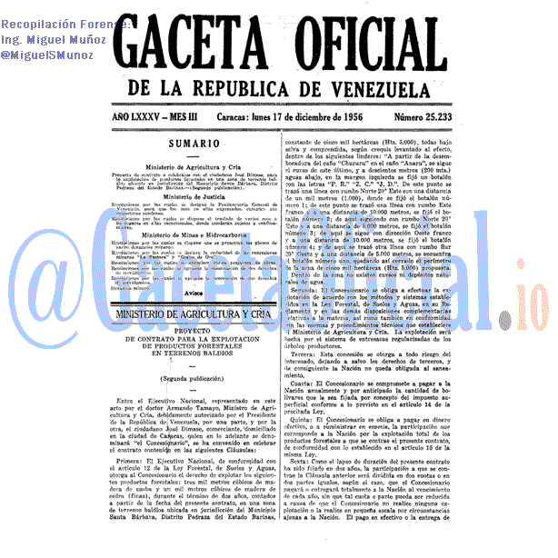 Gaceta Oficial 25233 del 17 Diciembre 1956