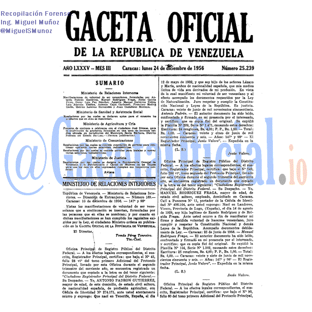 Gaceta Oficial 25239 del 24 Diciembre 1956