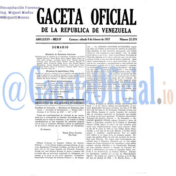 Gaceta Oficial 25278 del 9 Febrero 1957