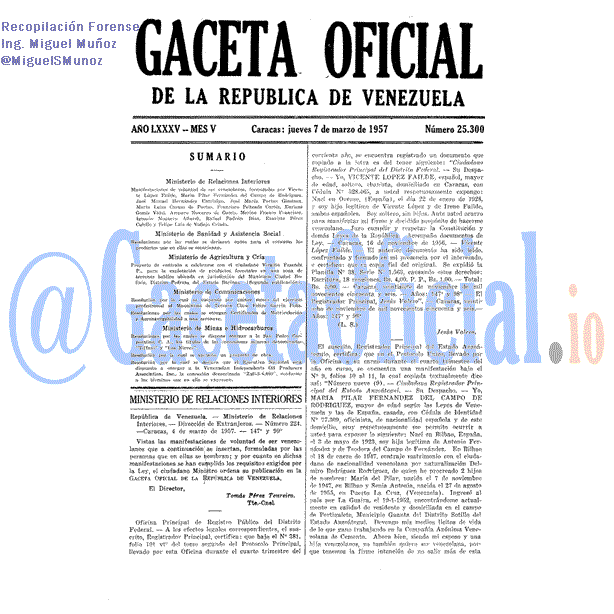 Gaceta Oficial 25300 del 7 Marzo 1957