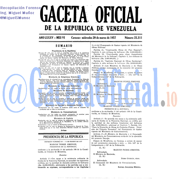 Gaceta Oficial 25311 del 20 Marzo 1957