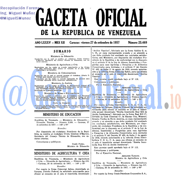 Gaceta Oficial 25469 del 27 Septiembre 1957