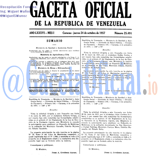 Gaceta Oficial 25491 del 24 Octubre 1957