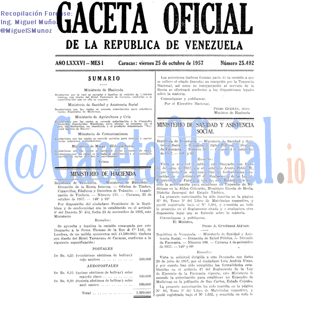Gaceta Oficial 25492 del 25 Octubre 1957