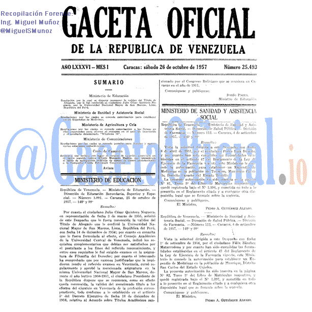 Gaceta Oficial 25493 del 26 Octubre 1957