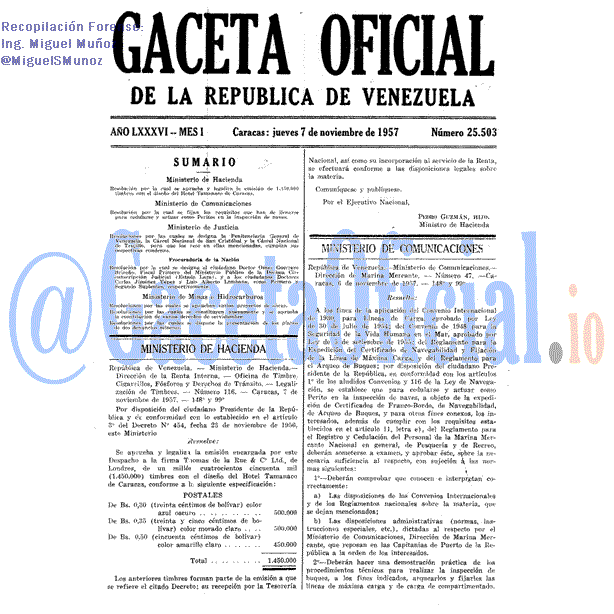 Gaceta Oficial 25503 del 7 Noviembre 1957