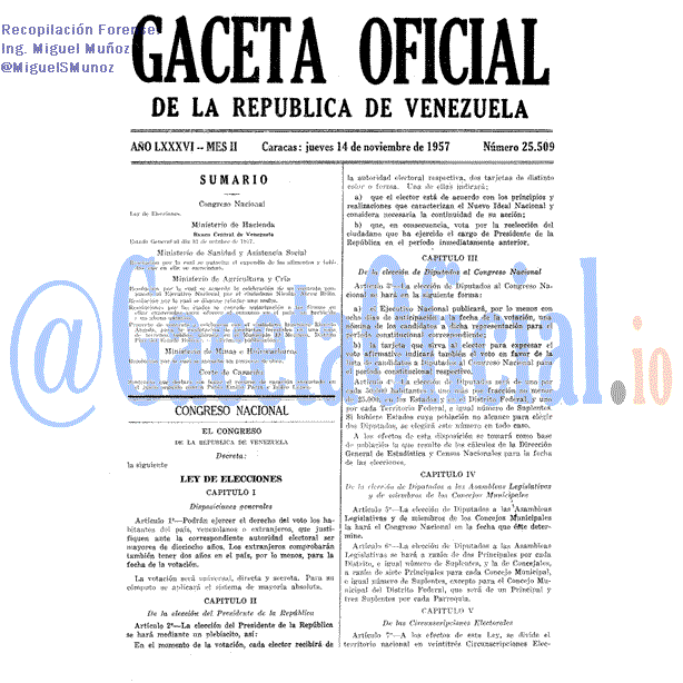 Gaceta Oficial 25509 del 14 Noviembre 1957