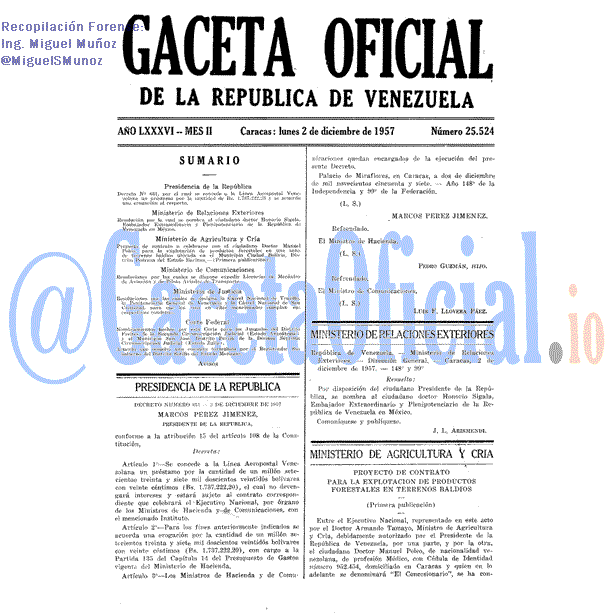 Gaceta Oficial 25524 del 2 Diciembre 1957