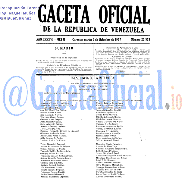Gaceta Oficial 25525 del 3 Diciembre 1957