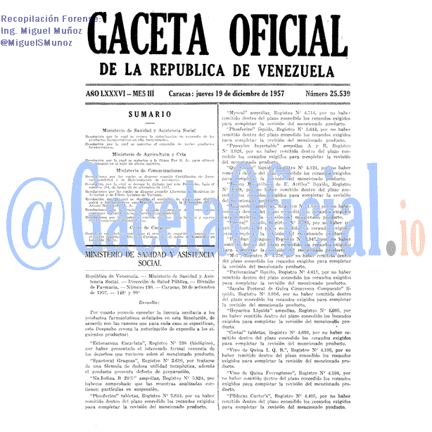 Gaceta Oficial 25539 del 19 Diciembre 1957
