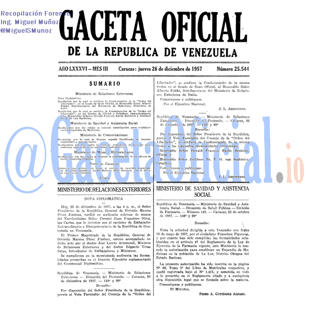 Gaceta Oficial 25544 del 26 Diciembre 1957